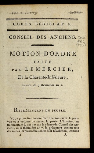 Motion d'ordre faite par Lemercier, de la Charente-Infe rieure