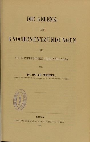 Die Gelenk- und Knochenentzundungen bei acut-infektiosen Erkrankungen
