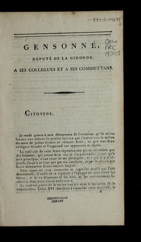Gensonne , de pute  de la Gironde, a   ses colle  gues et a   ses commettans