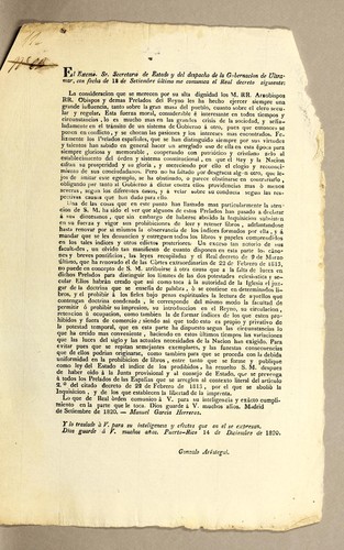 El Excmo. Sr. secretario de estado y del despacho de la gobernacion de Ultramar, con fecha de 18 de setiembre último me comunica el real decreto siguiente