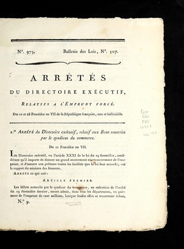 Arre te s du Directoire exe cutif, relatifs a l'emprunt force