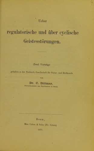 Ueber regulatorische und ©ơber cyclische Geistesst©œrungen