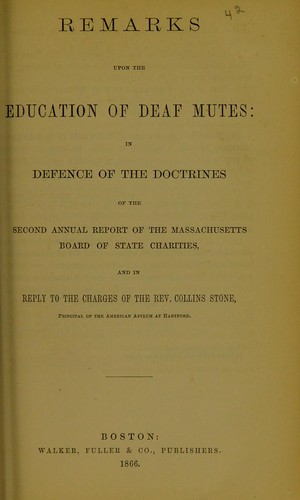 Remarks upon the education of deaf mutes