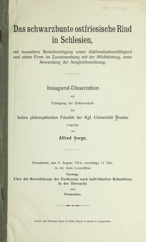Das Schwartzbunte ostfriesische Rind in Schlesien