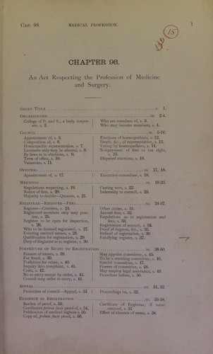 An Act respecting the profession of medicine and surgery