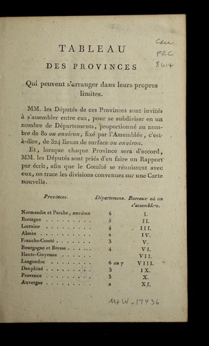 Tableau des provinces qui peuvent s'arranger dans leurs propres limites