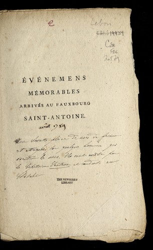 E ve nemens me morables arrive s au fauxbourg Saint-Antoine