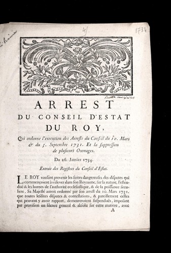 Arrest du Conseil d'estat du roy, qui ordonne l'execution des arrests du Conseil du 10. mars & du 5. septembre 1731