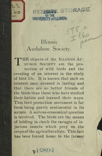 [Objects of the Illinois Audubon Society]