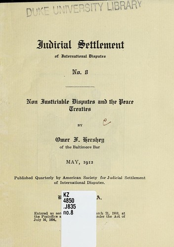 Non justiciable disputes and the peace treaties