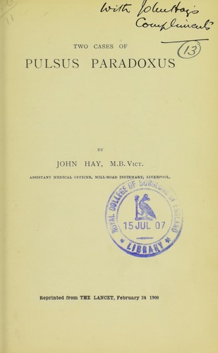 Two cases of pulsus paradoxus