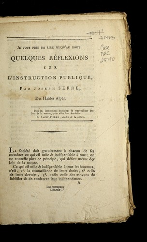 Quelques re flexions sur l'instruction publique