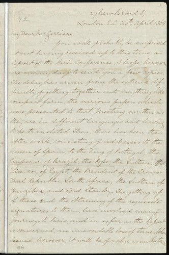 [Letter to] My Dear Mr. Garrison