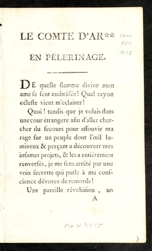 Le Comte d'Ar** [i.e. d'Artois] en pe lerinage