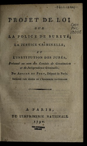 Projet de loi sur la police de surete , la justice criminelle et l'institution des jure s