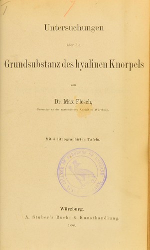 Untersuchungen ©ơber die Grundsubstanz des hyalinen Knorpels