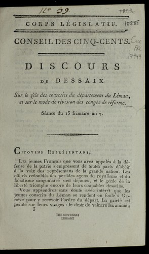 Discours de Dessaix sur le ze  le des conscrits du de partement du Le man, et sur le mode de re vision des conge s de re forme