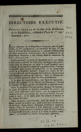 ... Proce  s-verbal de la fe te de la fondation de la Re publique