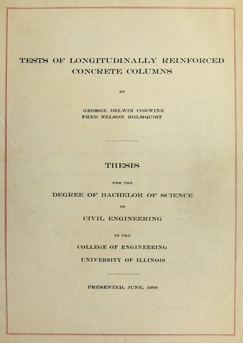 Tests of longitudinally reinforced concrete columns