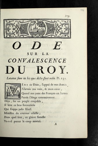 Ode sur la convalescence du roy