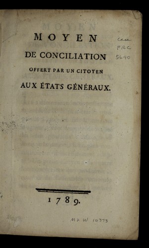 Moyen de conciliation offert par un citoyen aux E tats ge ne raux