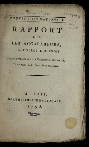 Rapport sur les accapareurs par Collot-d'Herbois