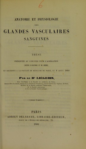 Anatomie et physiologie des glandes vasculaires sanguin©♭s