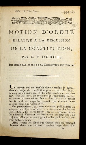 Motion d'ordre relative a   la discussion de la Constitution