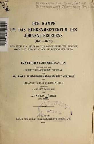 Der Kampf um das Herrenmeistertum des Johanniterordens (1641-1652)