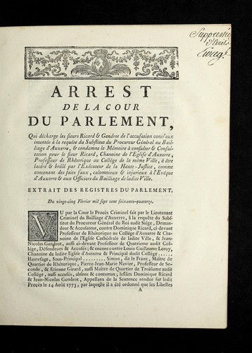 Arrest de la cour du Parlement