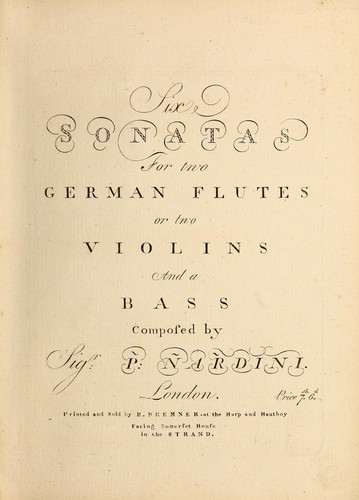 Six sonatas for two German flutes or two violins and a bass