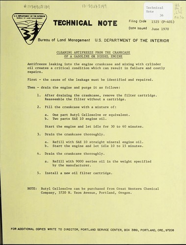 Cleaning antifreeze from the crankcase of a gasoline or diesel engine