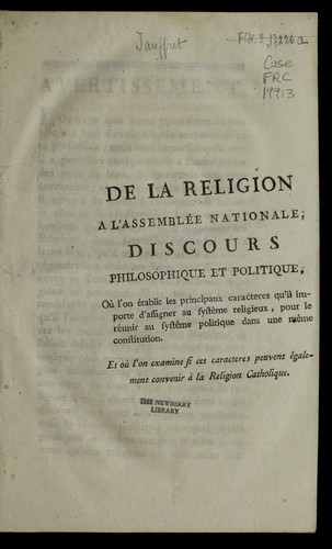 De la religion a l'Assemble e nationale