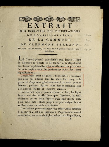 Extrait des registres des de libe rations