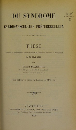 Du syndrome cardio-vasculaire pr©♭tuberculeux