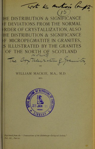 The distribution & significance of deviations from the normal order of crystallization