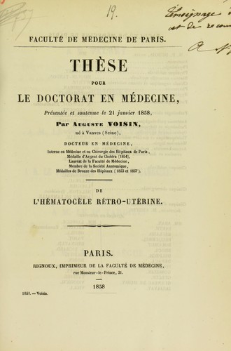 De l'h©♭matoc©·le r©♭tro-ut©♭rine