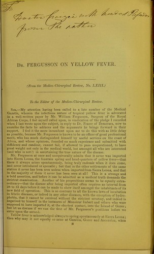 Dr. Fergusson on yellow fever