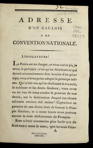 Adresse d'un Gaulois a la Convention nationale