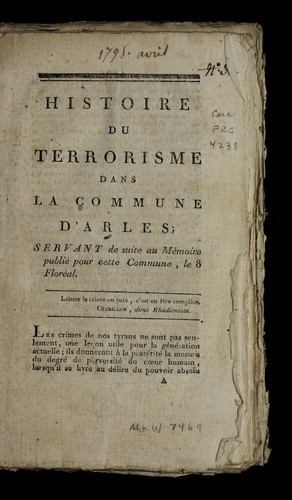 Histoire du terrorisme dans la commune d'Arles