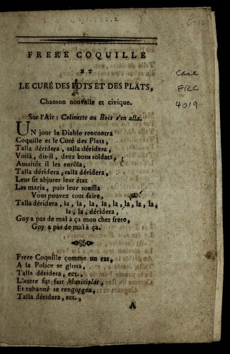 Frere Coquille et le cure  des pots et des plats