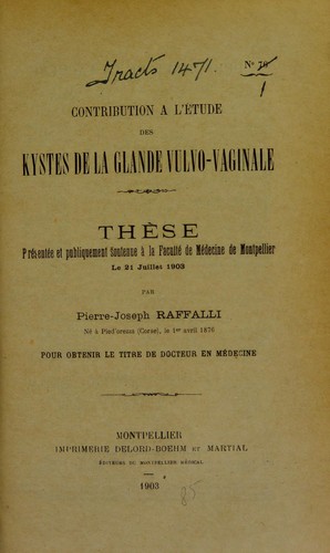 Contribution ©  l'©♭tude des kystes de la glande vulvo-vaginale