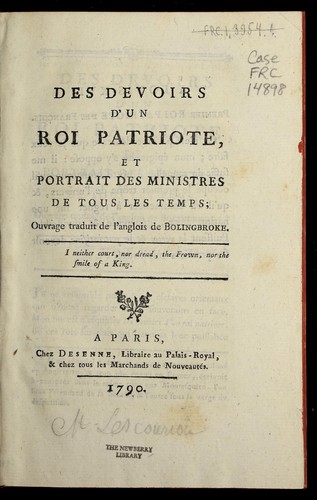 Des devoirs d'un roi patriote, et portrait des ministres de tous les temps