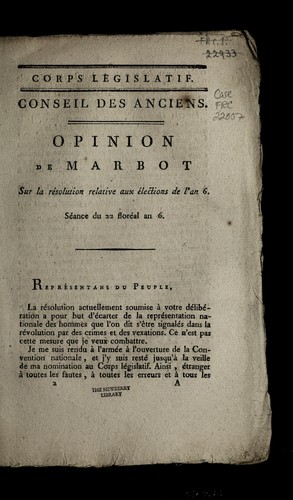 Opinion de Marbot sur la re solution relative aux e lections de l'an 6