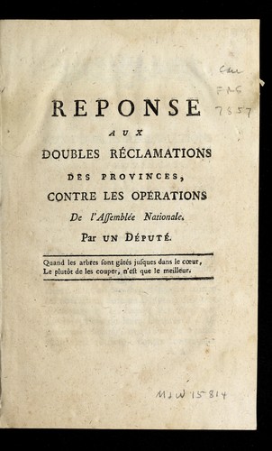 Reponse aux doubles re clamations des provinces