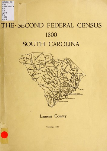 The second federal census 1800: South Carolina: Laurens County