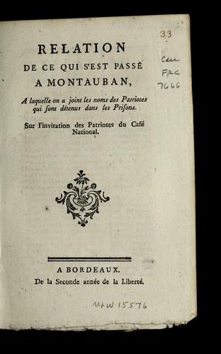 Relation de ce qui s'est passe  a Montauban