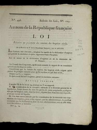 Loi relative au paiement des rentiers des hospices civils