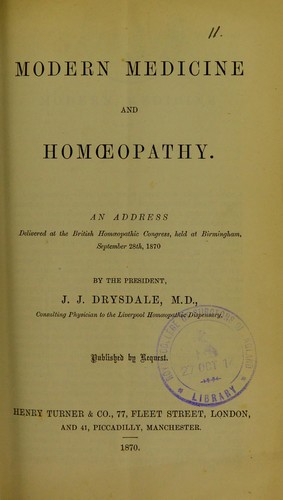 Modern medicine and homoeopathy