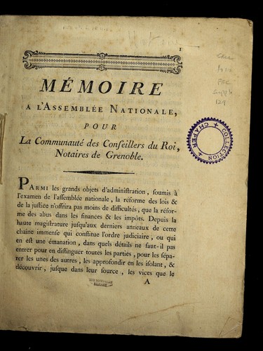 Me moire a l'Assemble e nationale